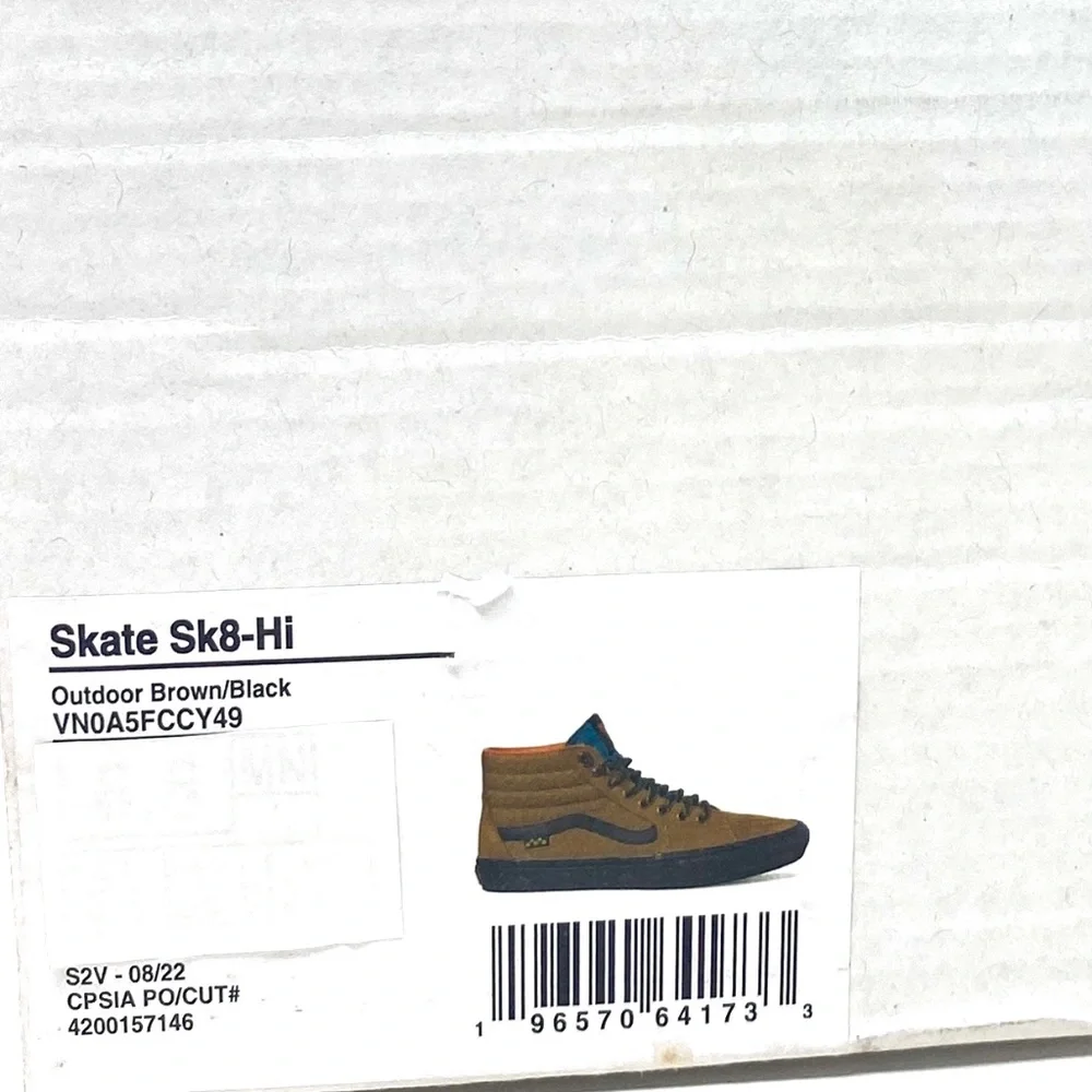 VANS Skate Sk8-Hi Outdoor Brown Shoes Nubuck Canvas Sneakers Men's VN0A5FCCY49 - Picture 9 of 10